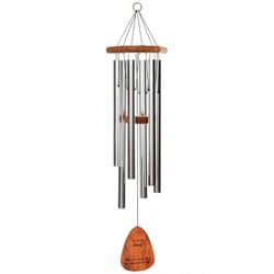 Wind River In Loving Memory Silver Aluminum/Wood 35 in. Wind Chime