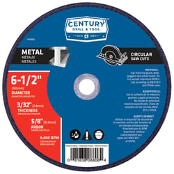 Century Drill & Tool 6-1/2 in. D X 5/8 in. Fiberglass A24R Cut-Off Wheel 1 pc