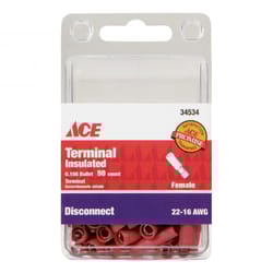 Ace Insulated Wire Female Disconnect Red 50 pk