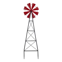 Glitzhome Red Metal 44 in. H Wind Spinner Yard Stake