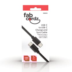 Fabcordz Type C to Type C Cable 3 foot Black