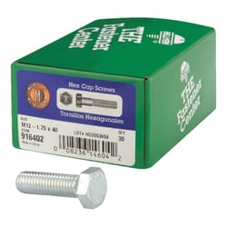 HILLMAN M12-1.75 mm D X 40 mm L Heat Treated Steel Hex Head Cap Screw 30 pk