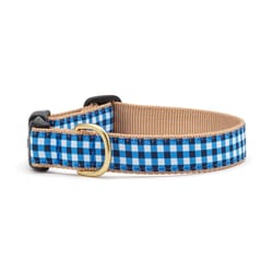 Up Country Navy Gingham Nylon Dog Collar Small