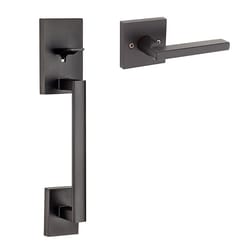 Kwikset Signature San Clemente/Halifax Square Matte Black Entry Handleset 1-3/4 in.