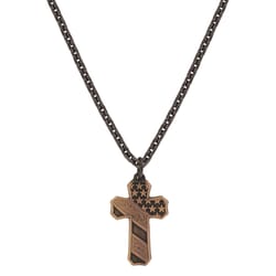 Montana Silversmiths Unisex Faded Glory Cross Black Necklace Brass Water Resistant