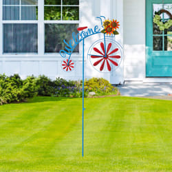 Glitzhome Multicolored Metal 48 in. H X 19 in. L X 1.25 in. W Bicycle Wind Spinner Yard Stake