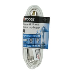 Woods Indoor 9 ft. L White Triple Outlet Cord 16/2 SPT-2