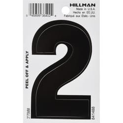 HILLMAN 3 in. Black Vinyl Self-Adhesive Number 2 1 pc