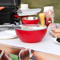Served 100 oz Red Stainless Steel Vacuum-Insulated Bowl 10 in. D 1 pk