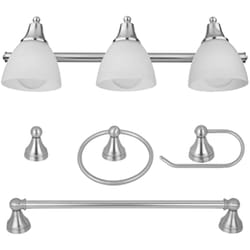 Globe Electric Estoril Brushed Nickel Silver 3 lights Incandescent Vanity Light Wall Mount