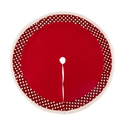 Glitzhome Red/White Polka Dots Tree Skirt 0.39 in.