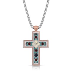 Montana Silversmiths Men's American Legends Mosaic Cross Multicolored Necklace Brass Water Resistant