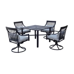 Living Accents Oceanside 5 pc Black Steel Dining Set Gray