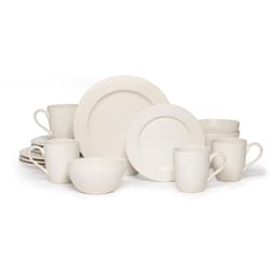 Mikasa Gourmet Basics Hayes White Stoneware Dinnerware Set 16 pc
