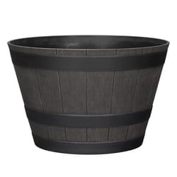 L&G Solutions 9 in. H X 14 in. W X 14 in. D X 14 in. D Polyresin Whiskey Barrel Planter Brown