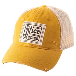 Karma Be a Nice Human Trucker Hat Beige/Mustard One Size Fits Most