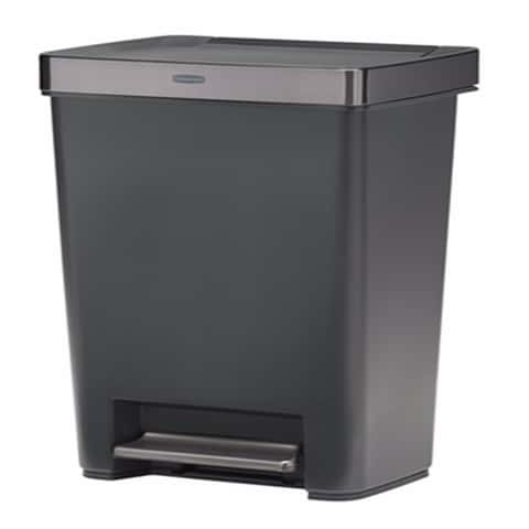 13 Gallon Step Trash Can/Waste Container, Pack of 3, Black or Silver