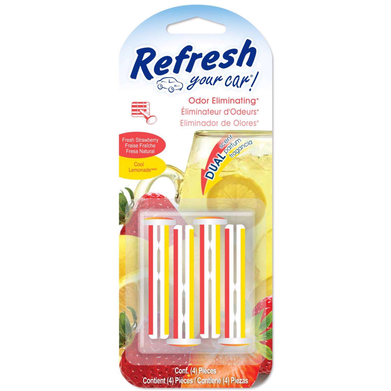 Fresh Strawberry And Cool Lemonade Scent Car Vent Clip  4 pk Refresh Your Car 
