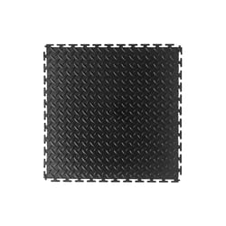 VersaTex 18 in. W X 18 in. L Diamond Plate Black Composite Floor Tile 18 sq ft