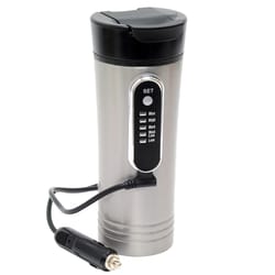 RoadPro 12 V Black/Silver Heated Travel Mug 1 pk