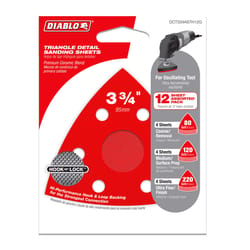 Diablo 3-1/8 in. Ceramic Blend Hook and Lock Triangle Sanding Sheets 220 Grit Ultra Fine 10 pk