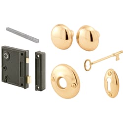 Prime-Line Vertical Mounted Bright Brass Door Lock 1-3/4 in.