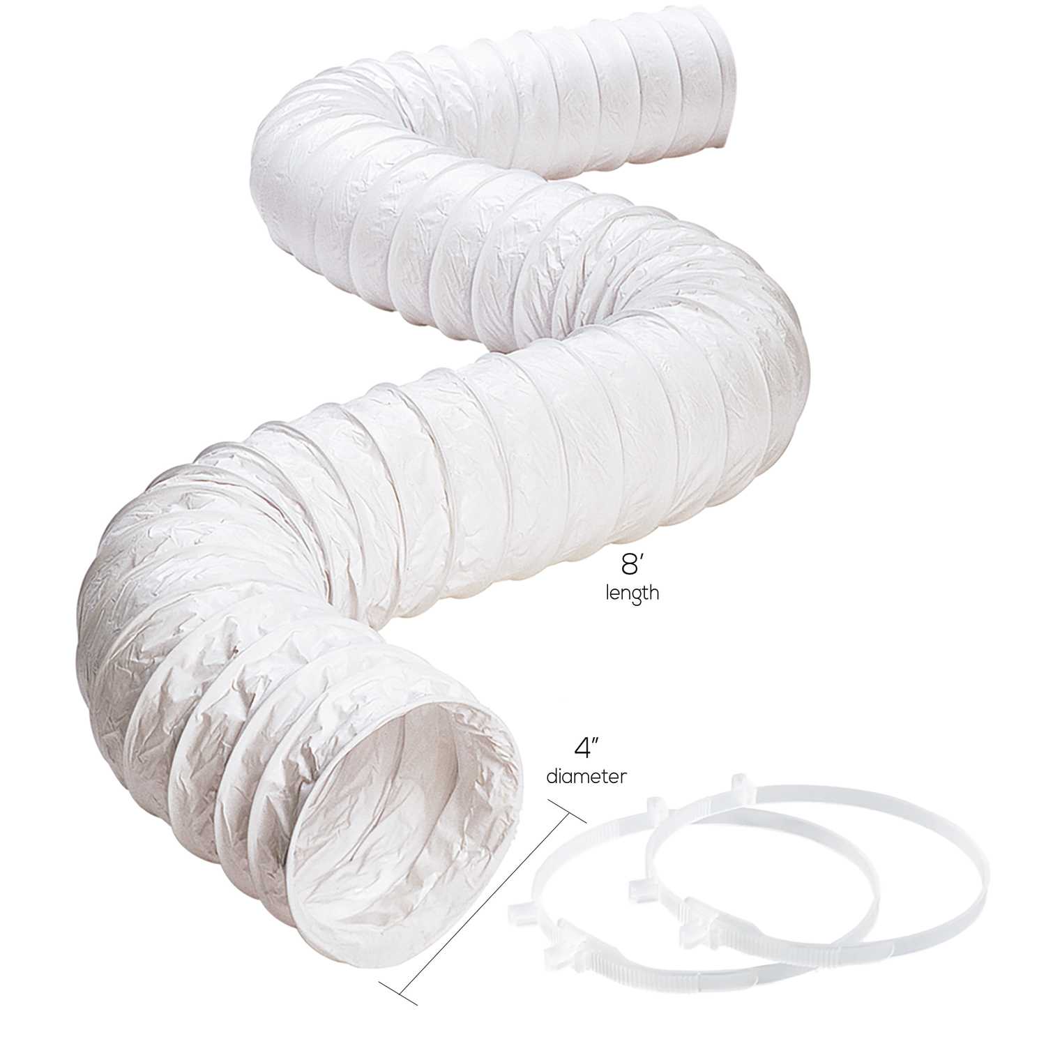 Ace 96 in. L x 4 in. Dia. Silver/White Vinyl Vent Duct Ace Hardware