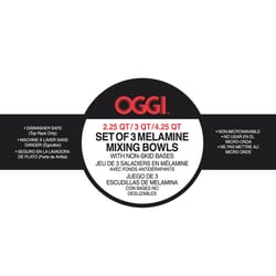 OGGI 4.25 qt Melamine White Mixing Bowl Set 3 pc