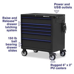 Montezuma 36.6 in. 6 drawer Steel Rolling Tool Cabinet 41.1 in. H X 24.6 in. D