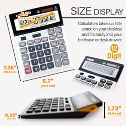 Bazic Products Silver 12 digit Solar Powered Desktop Calculator