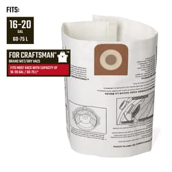 Craftsman 2 in. L X 10 in. W Vacuum Dust Bag 16-20 gal 3 pc