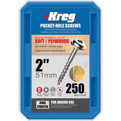 Kreg No. 8 X 2 in. L Square Zinc-Plated Coarse Pocket-Hole Screw 250 pk