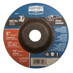 Century Drill & Tool 5 in. D X 7/8 in. Metal Grinding Wheel