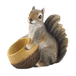 Zingz & Thingz Brown Polyresin 8 in. H Squirrel & Acorn Bird Feeder