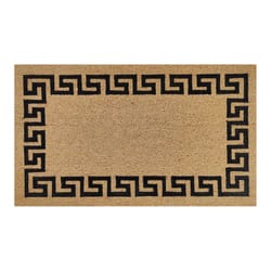 First Concept 18 in. W X 30 in. L Black/Brown Greek Key Border Coir Door Mat