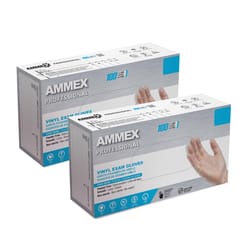 AMMEX Professional Vinyl Disposable Exam Gloves Medium Clear Powder Free 100 pk
