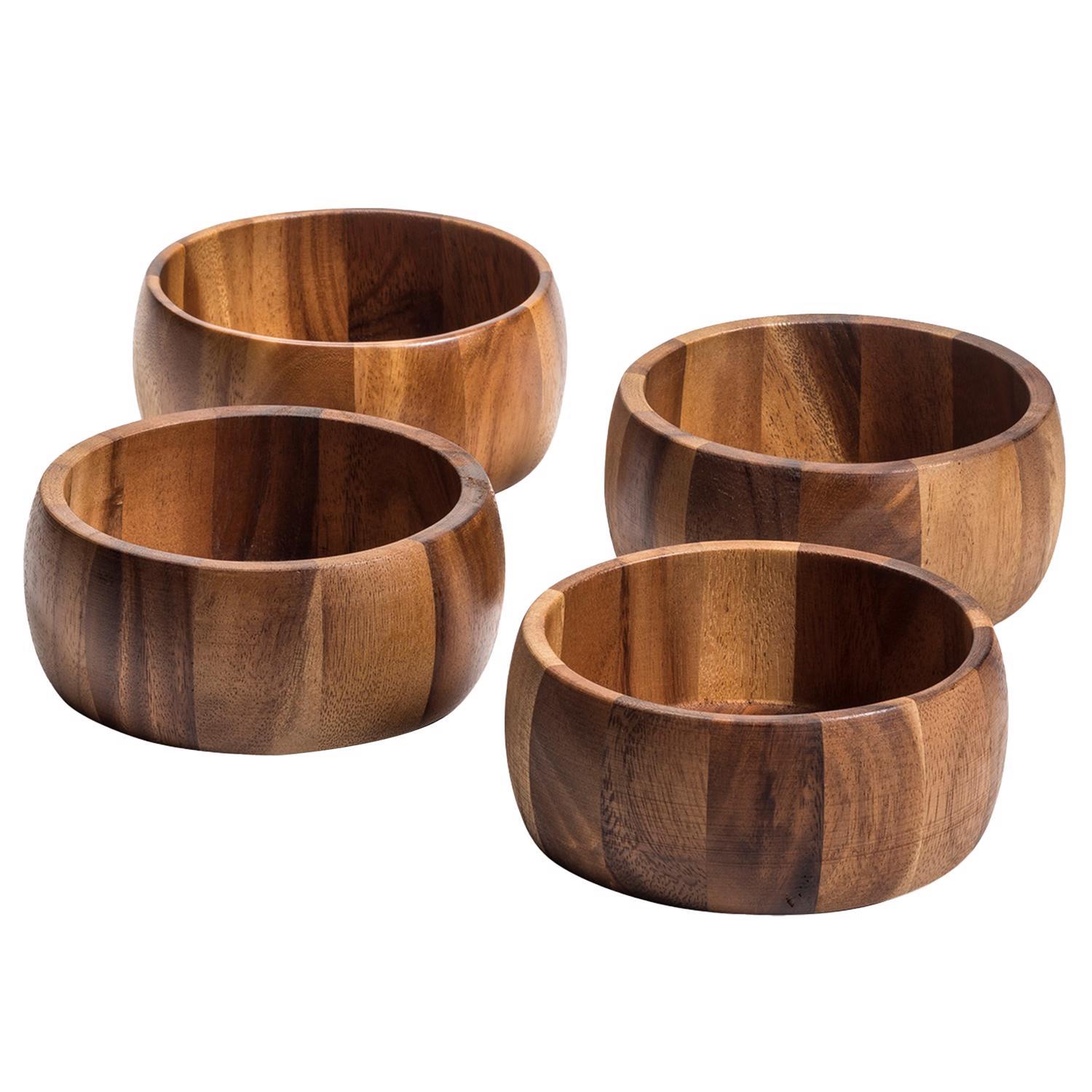 Kalmar Home Natural Acacia Wood Salad Bowl 4 pc Sansujyuku sansujyuku.com