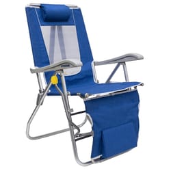 GCI Outdoor Legz Up Lounger Multi-Position Blue Beach Folding Lounger
