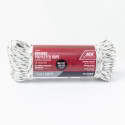 Ace 1/4 in. D X 100 in. L Gray/White Diamond Braided Polyester Rope
