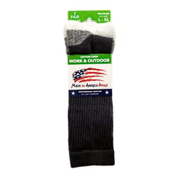 Made In America Socks Men's L/XL Cushion Crew Socks Black