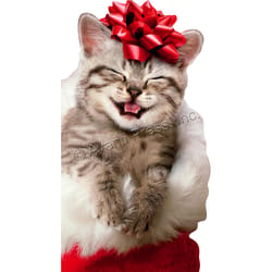 Avanti Christmas Happy Kitten with Red Bow Greeting Card Paper 1 pc
