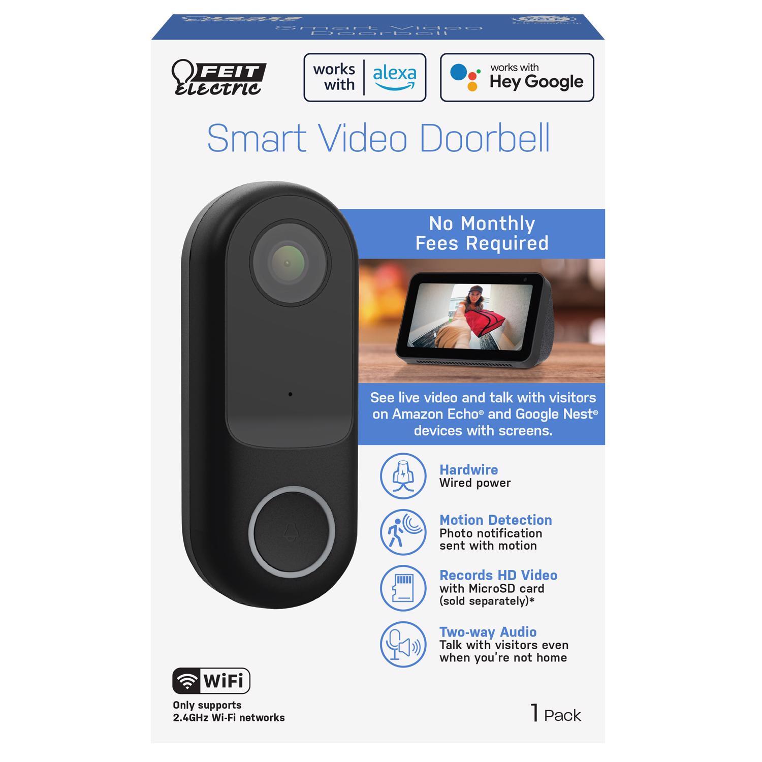 Feit Smart Home Black Plastic Wired Smart-Enabled Video Doorbell Sansujyuku sansujyuku.com