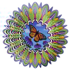 Spinfinity Designs Multi-color Stainless Steel 12 in. Animated Butterfly Large Outdoor Spinner