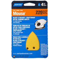 Norton MultiSand 5-3/8 in. L X 3-3/4 W 220 Grit Aluminum Oxide Mouse Sandpaper 5 pk