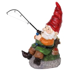 Exhart WindyWings Multicolored Resin 13 in. H Fishing Frank Gnome Statue