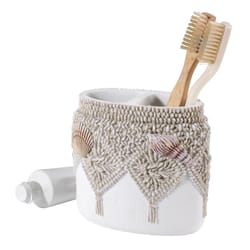 Avanti Linens Macrame Shells Ivory/White Plastic Toothbrush Holder