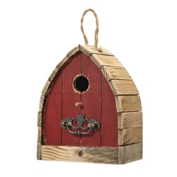 Glitzhome 8.5 in. H X 6.5 in. L Metal and Wood Bird House