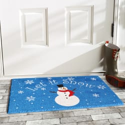 Home & More 1.42 W X 2.42 L Blue Let It Snow Coir Door Mat