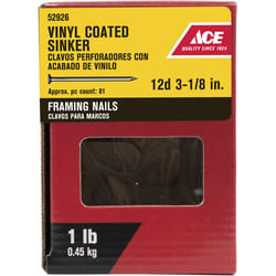 Ace 12D 3-1/8 in. Sinker Vinyl Steel Nail Checkered Head 1 lb