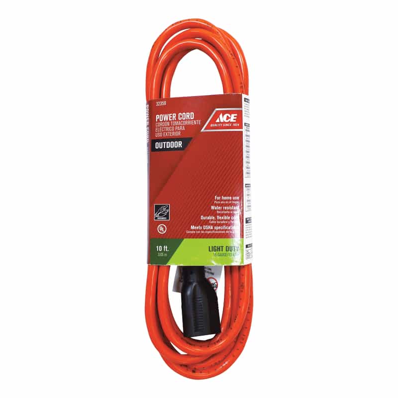 Ace Indoor and Outdoor 10 ft. L Orange Extension Cord 16/3